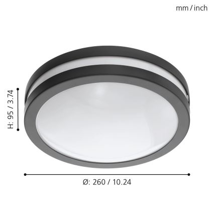 Eglo - LED Aptumšojama vannas istabas griestu lampa LOCANA-C LED/14W/230V Bluetooth IP44 antracīta