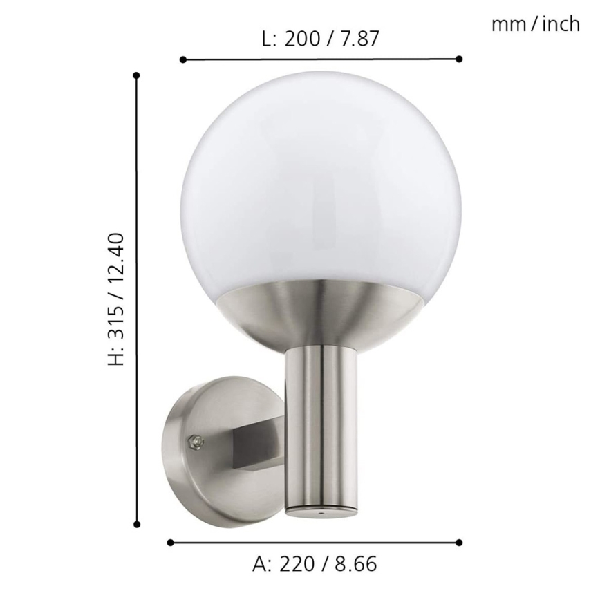 Eglo - LED Aptumšojama āra sienas lampa NISIA-C 1xE27/9W/230V IP44