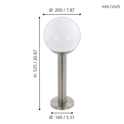 Eglo 97248 - LED regulējama āra lampa NISIA-C 1xE27/9W/230V 525 mm IP44