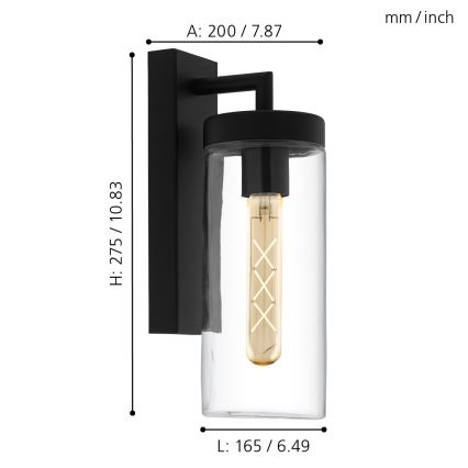 Eglo 97261 - Āra sienas gaismeklis BOVOLONE 1xE27/60W/230V IP44