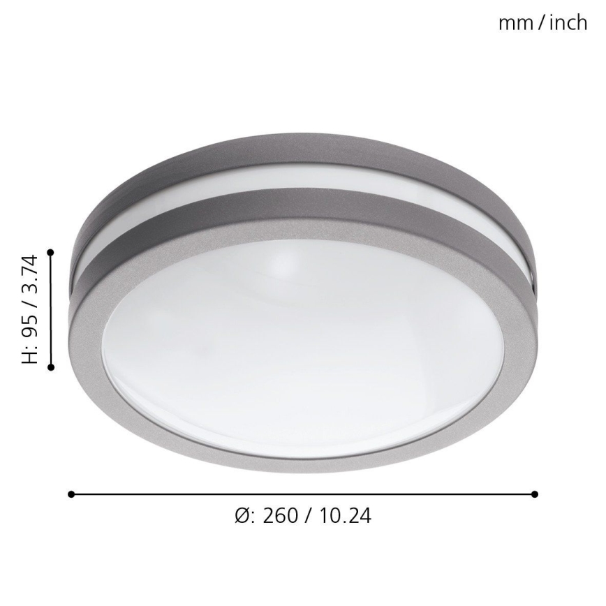 Eglo -  LED Aptumšojams vannas istabas griestu gaismeklis LOCANA-C LED/14W pelēks IP44
