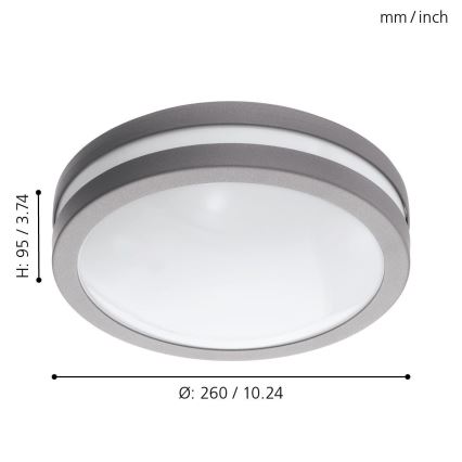 Eglo - LED Regulējams vannas istabas griestu gaismeklis LOCANA-C LED/14W pelēks IP44