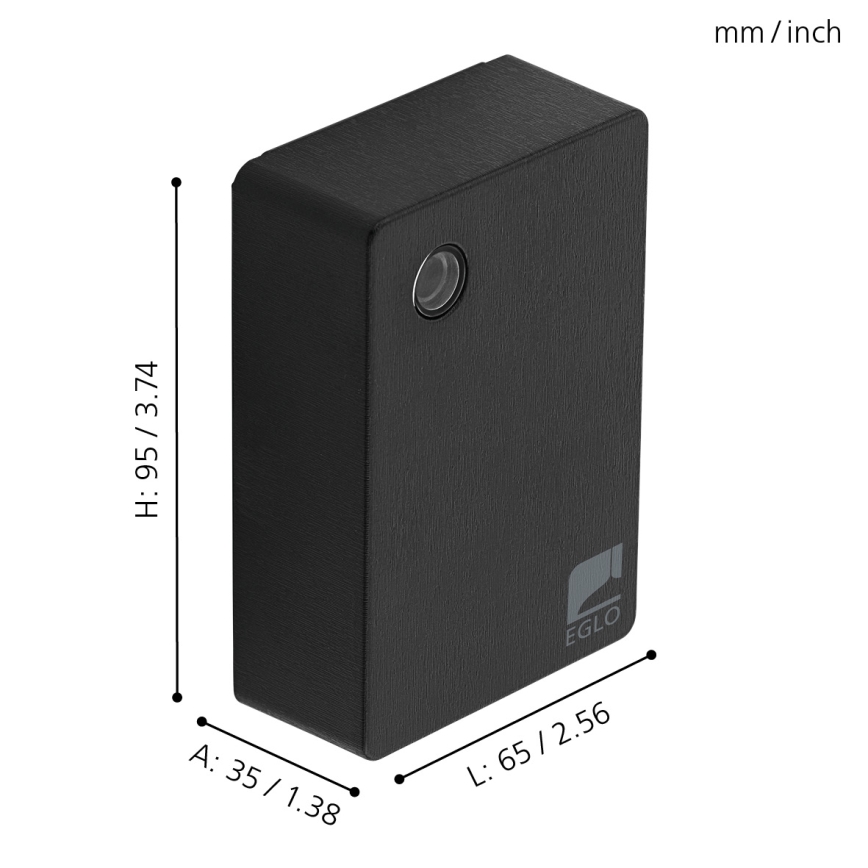 Eglo - Krēslas sensors 2-100 lux melna IP44