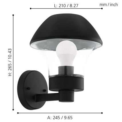 Eglo 97446 - LED Aptumšojama āra sienas gaismeklis VERLUCCA-C 1xE27/9W/230V IP44 Bluetooth