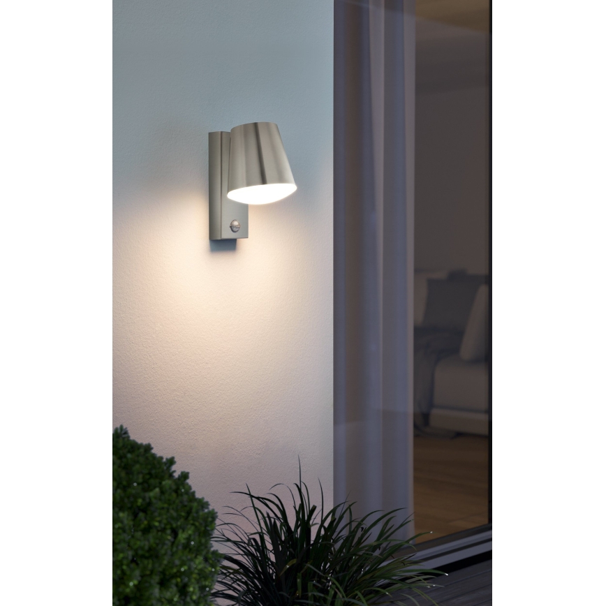 Eglo - Āra Sienas Apgaismojums ar sensoru 1xE27/10W/230V