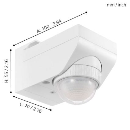 Eglo 97466 - Ārējais kustību un krēslas sensors DETECT ME 4 12 m balts IP44
