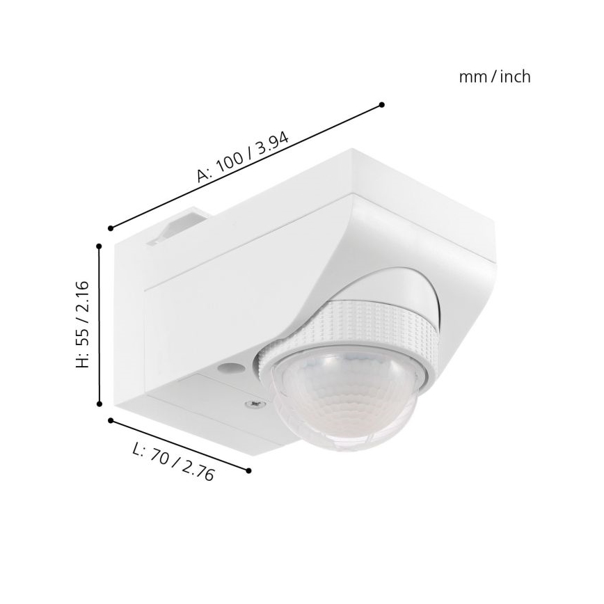 Eglo 97466 - Ārējais kustību un krēslas sensors DETECT ME 4 12 m balts IP44