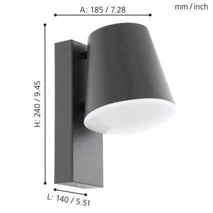 Eglo 97482 - LED regulējama āra sienas gaismeklis CALDIERO-C 1xE27/9W/230V IP44
