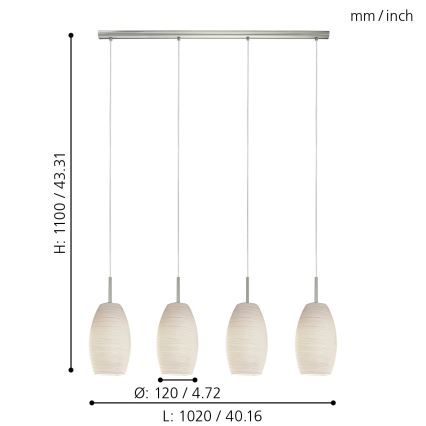 Eglo - Lustra ar auklu 4xE27/40W/230V