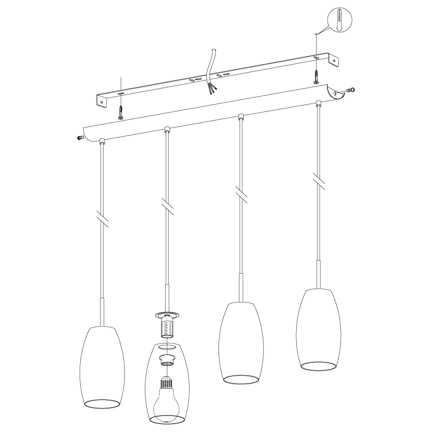 Eglo - Lustra ar auklu 4xE27/40W/230V