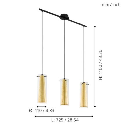 Eglo - Lustra ar auklu 3xE27/60W/230V