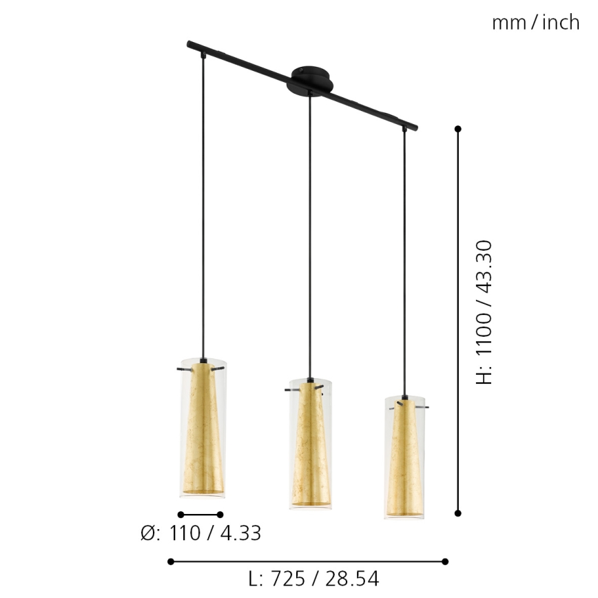 Eglo - Lustra ar auklu 3xE27/60W/230V