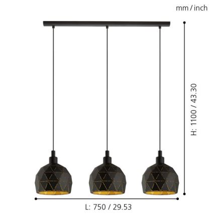 Eglo - Lustra ar auklu 3xE14/40W/230V