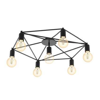 Eglo - Pieliekama lustra 7xE27/60W/230V melns