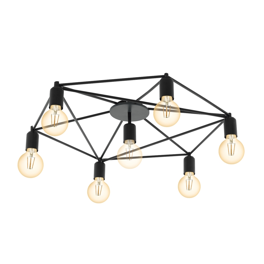 Eglo - Pieliekama lustra 7xE27/60W/230V melns