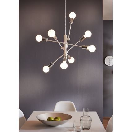 Eglo - Lustra ar auklu 8xE27/60W/230V balts