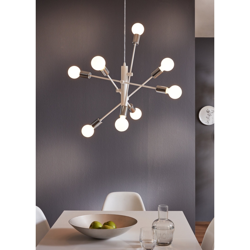 Eglo - Lustra ar auklu 8xE27/60W/230V balts