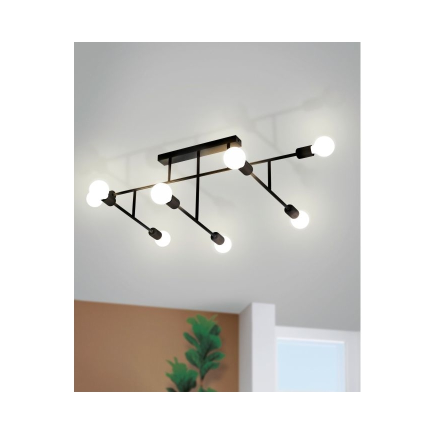 Eglo - Pieliekama lustra 8xE27/40W/230V melns