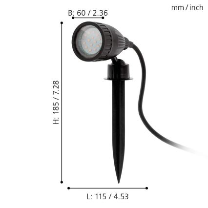 Eglo 98052 - LED RGB Āra lampa NEMA-C 1xGU10/5W/230V IP44