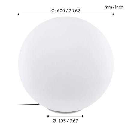 Eglo 98108 - LED RGBW Āra lampa MONTEROLO-C 1xLED/9W/230V IP65 diam.600