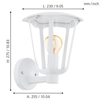 Eglo - Āra sienas gaismeklis 1xE27/60W/230V balts IP44