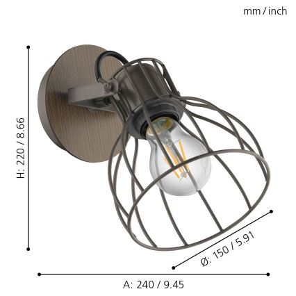 Eglo - Sienas lampa 1xE27/40W/230V