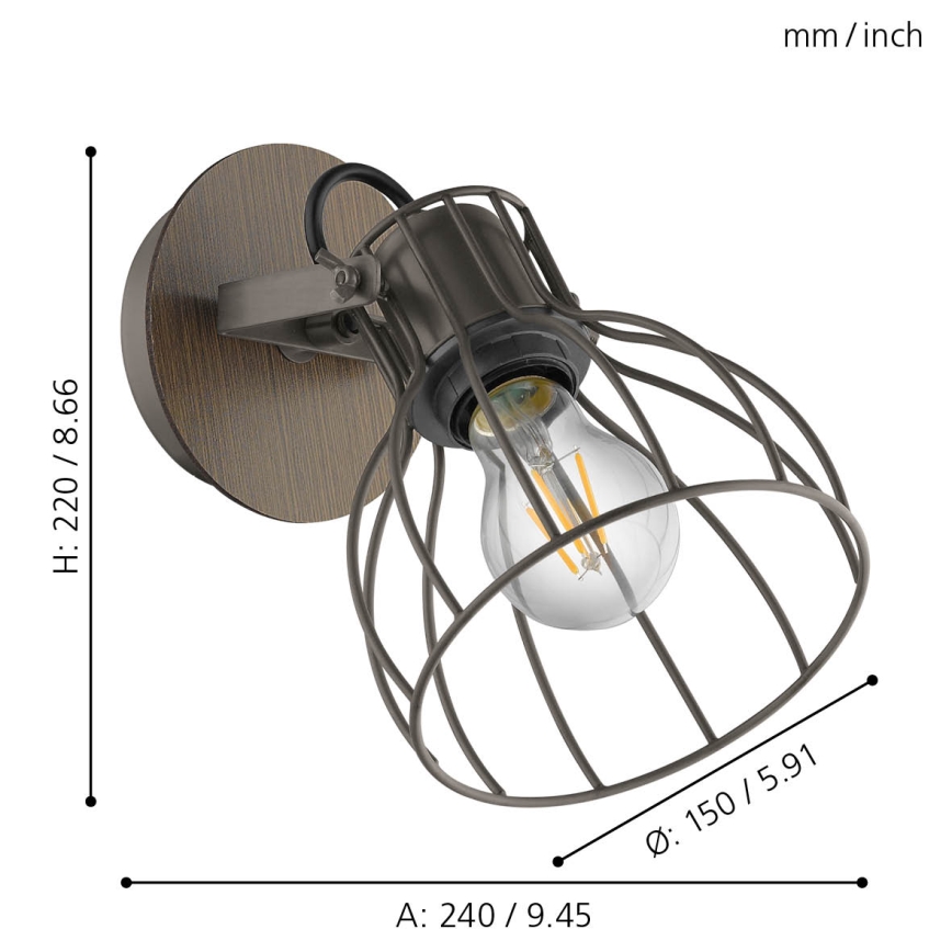 Eglo - Sienas lampa 1xE27/40W/230V