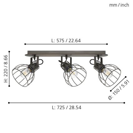 Eglo 98136 - Starmetis SAMBATELLO 3xE27/40W/230V