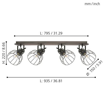 Eglo - Lampa 4xE27/40W/230V