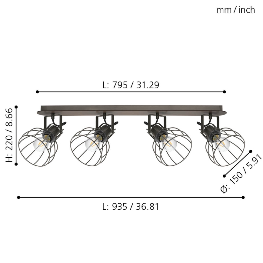 Eglo - Lampa 4xE27/40W/230V