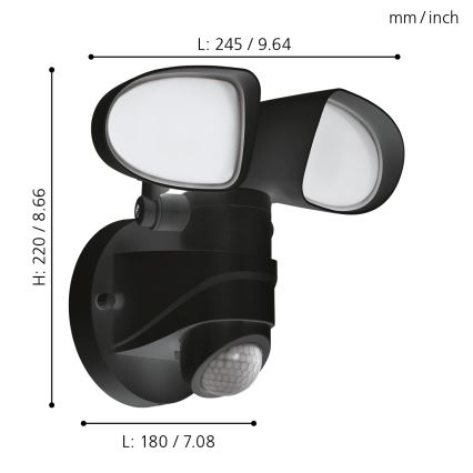 Eglo - LED Āra gaismeklis ar sensoru 2xLED/7,5W/230V IP44