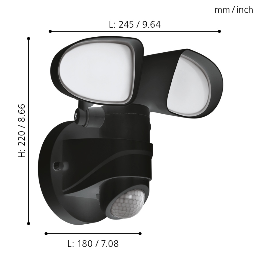 Eglo - LED Āra gaismeklis ar sensoru 2xLED/7,5W/230V IP44