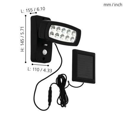 Eglo - LED Saules enerģijas sienas lampa ar sensoru LED/1,2V 600 mAh IP44
