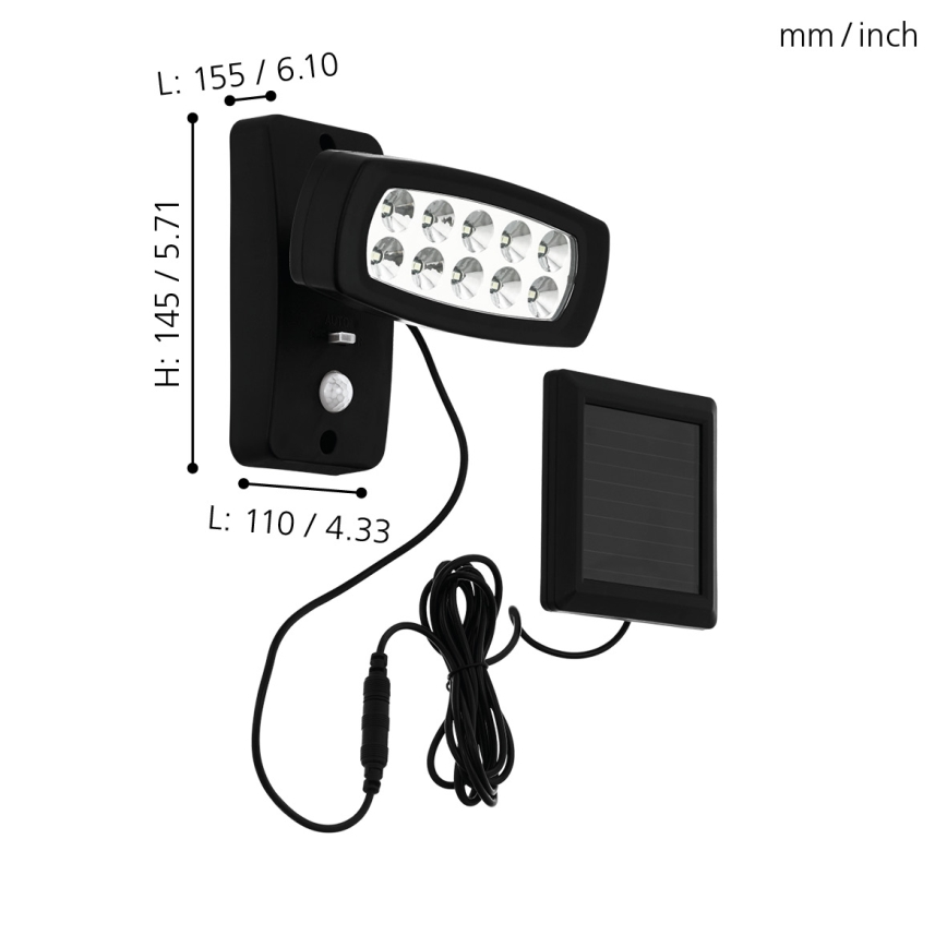 Eglo - LED Saules enerģijas sienas lampa ar sensoru LED/1,2V 600 mAh IP44