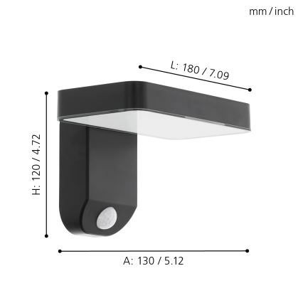 Eglo - LED Saules enerģijas sienas lampa ar sensoru LED/4,5W/3,7V IP44