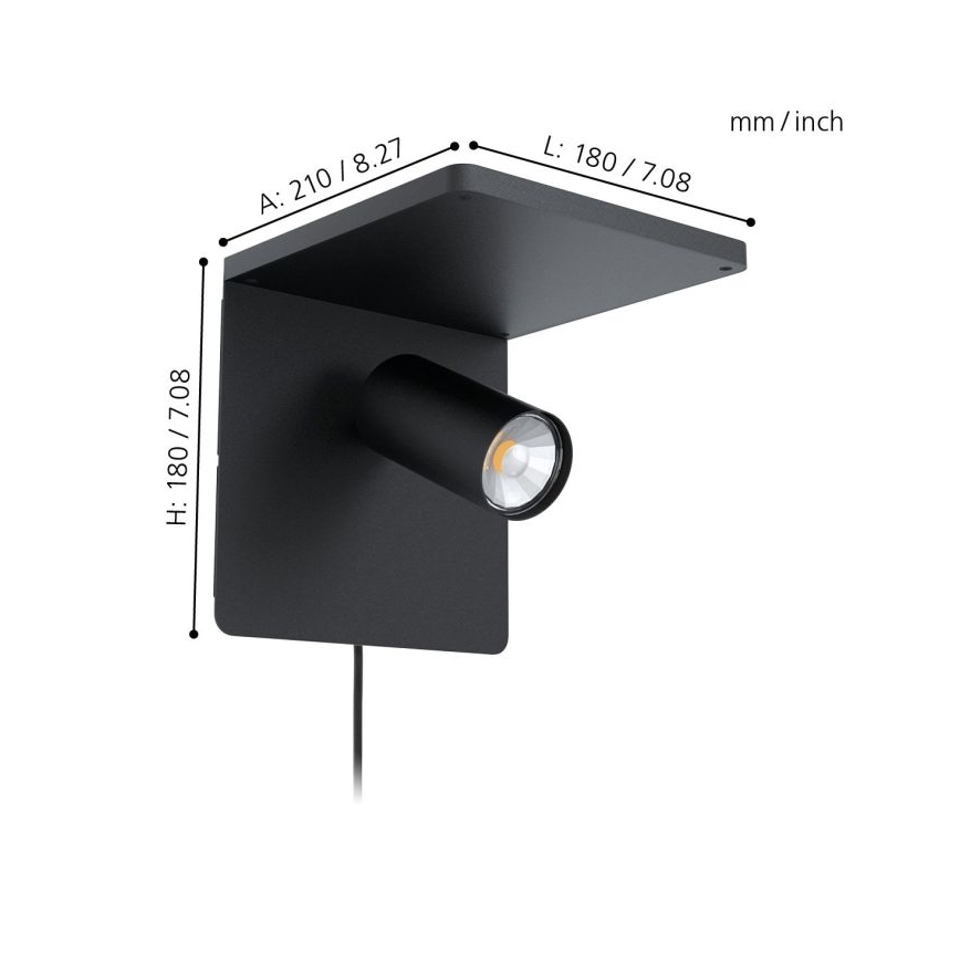 Eglo - LED sienas gaismeklis ar bezvadu uzlādi 1xGU10/5W/230V