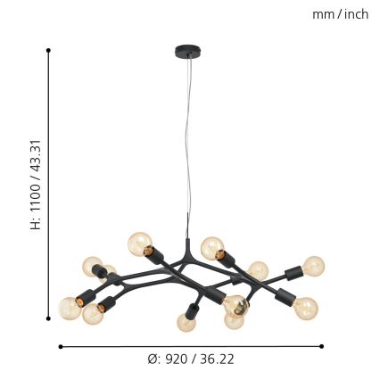 Eglo - Lustra ar auklu 12xE27/60W/230V