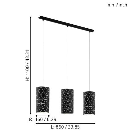 Eglo - Lustra ar auklu 3xE27/40W/230V