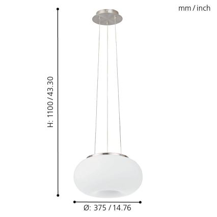 Eglo - LED RGB Aptumšojuma lustra ar auklu OPTICA-C LED/21W/230V d. 37,5 cm