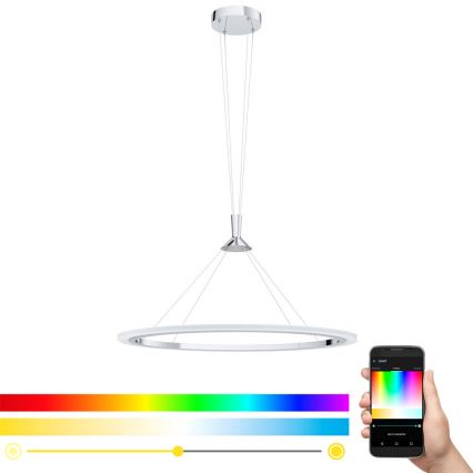 Eglo - LED RGB Aptumšojuma lustra ar auklu HORNITOS-C LED/37W/230V + tālvadības pults