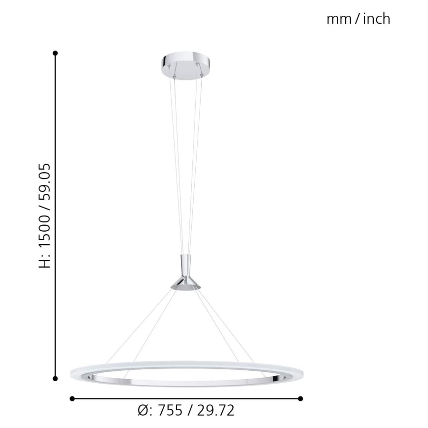 Eglo - LED RGB Aptumšojuma lustra ar auklu HORNITOS-C LED/37W/230V + tālvadības pults