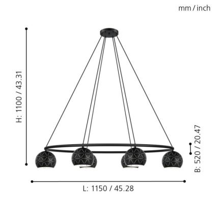 Eglo - Lustra ar auklu 6xE14/40W/230V