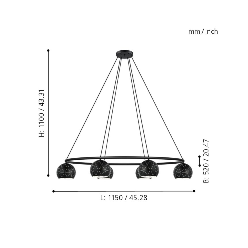 Eglo - Lustra ar auklu 6xE14/40W/230V