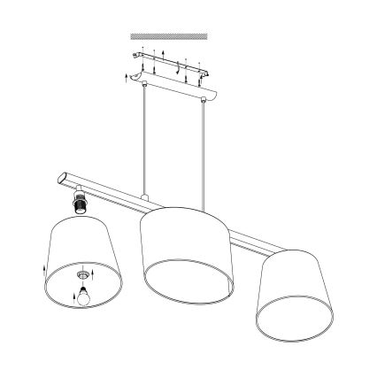 Eglo - Lustra ar auklu 3xE14/25W/230V