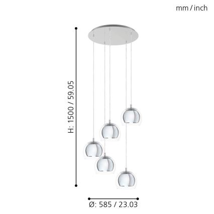 Eglo - Lustra ar auklu 5xE27/28W/230V