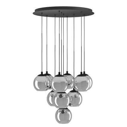 Eglo - lustra uz kabeļa, 10 x E27, 40 W, 230 V, melna/spīdīgi hromēta