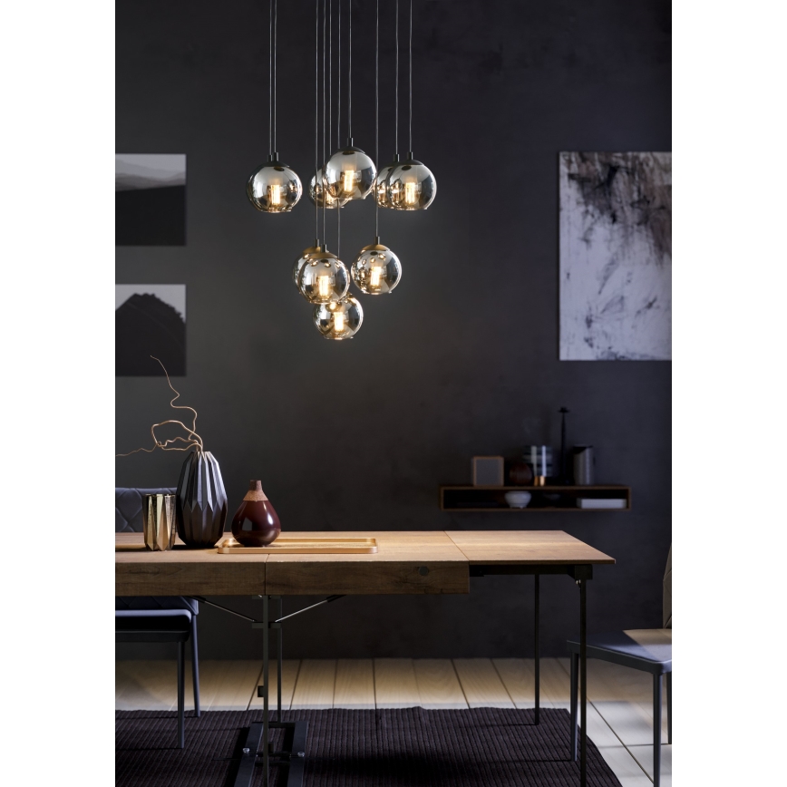 Eglo - lustra uz kabeļa, 10 x E27, 40 W, 230 V, melna/spīdīgi hromēta