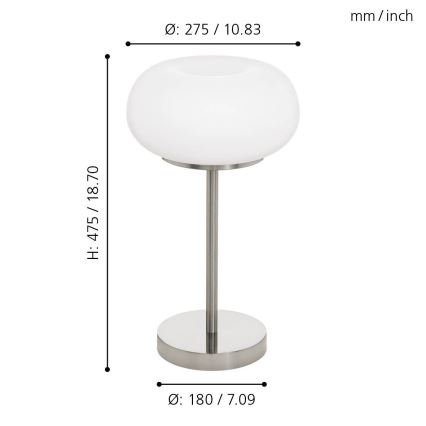 Eglo - LED RGB Aptumšojama galda lampa OPTICA-C LED/16W/230V d. 27,5 cm