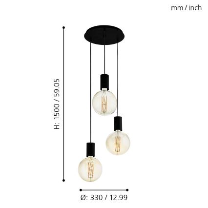 Eglo - Lustra ar auklu 3xE27/40W/230V