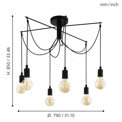 Eglo - Lustra ar auklu 6xE27/60W/230V zirneklis